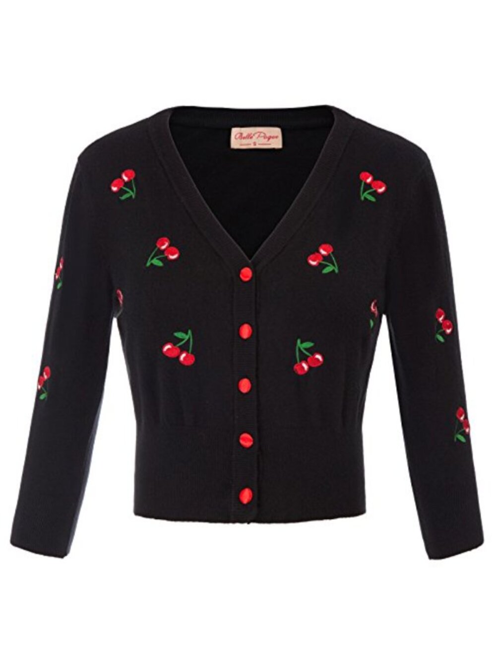 Women's V-Neck Button Down Cropped Cardigan Sweater 3/4 Sleeve Knit